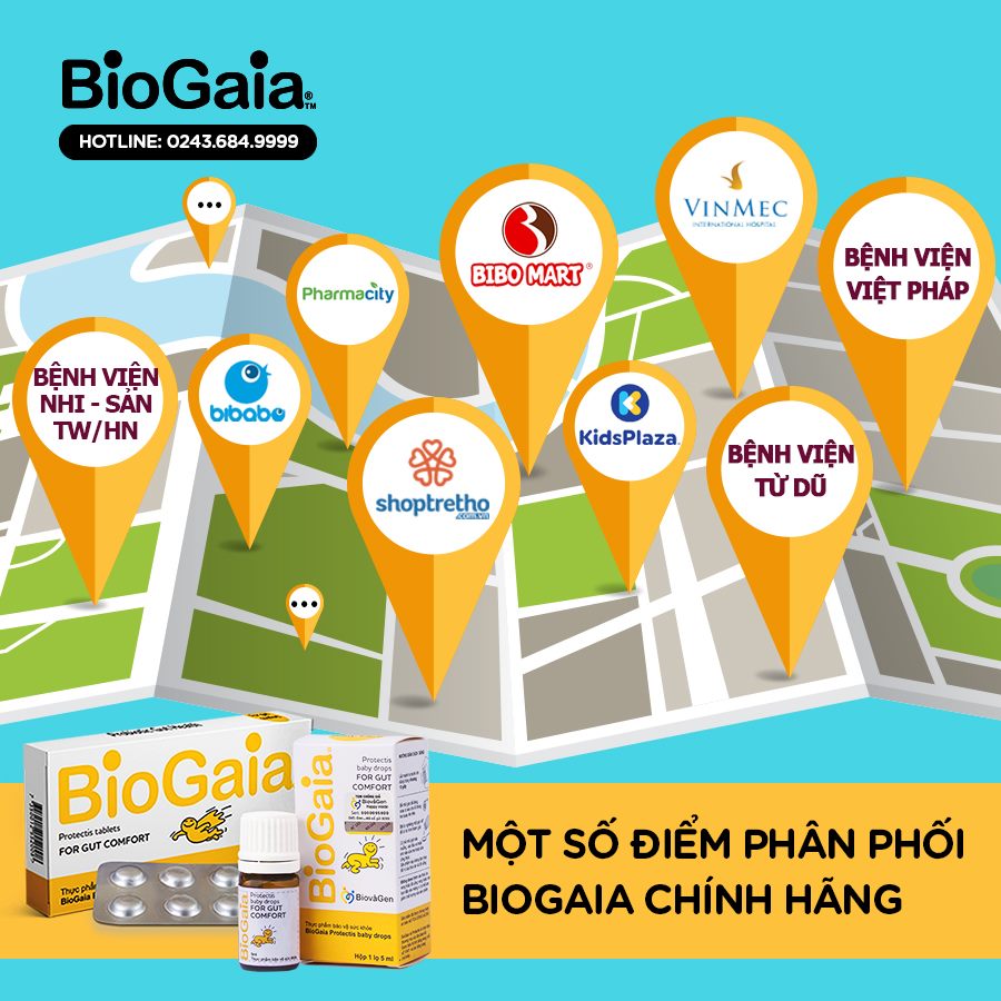 Các điểm phân phối chính hãng của Biogaia trên toàn quốc